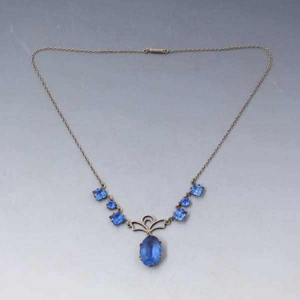 Art Deco Blue Crystal Necklace